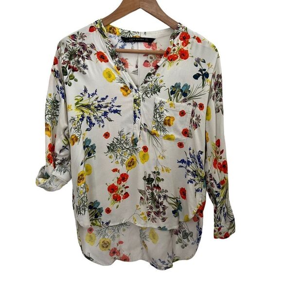 Zara Woman Floral Hi Lo Blouse size S - Picture 1 of 6